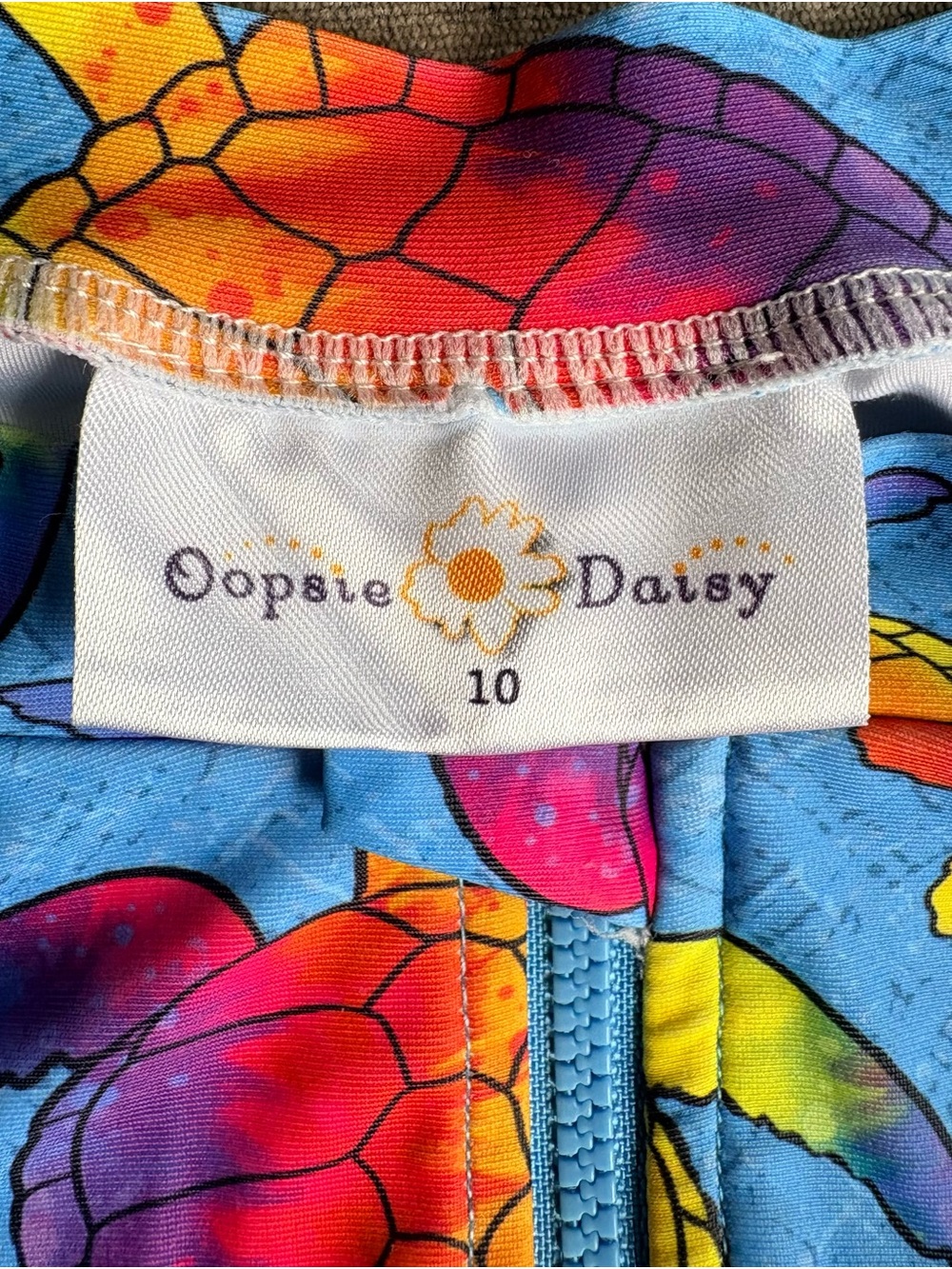 Oopie Daisy Kids' Colorful Blue Floral Rashguard - Size 10